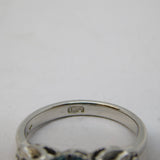 18ct White Gold, Aqua-Blue Sapphire, Diamond Engagement Ring Antique c1920 Deco