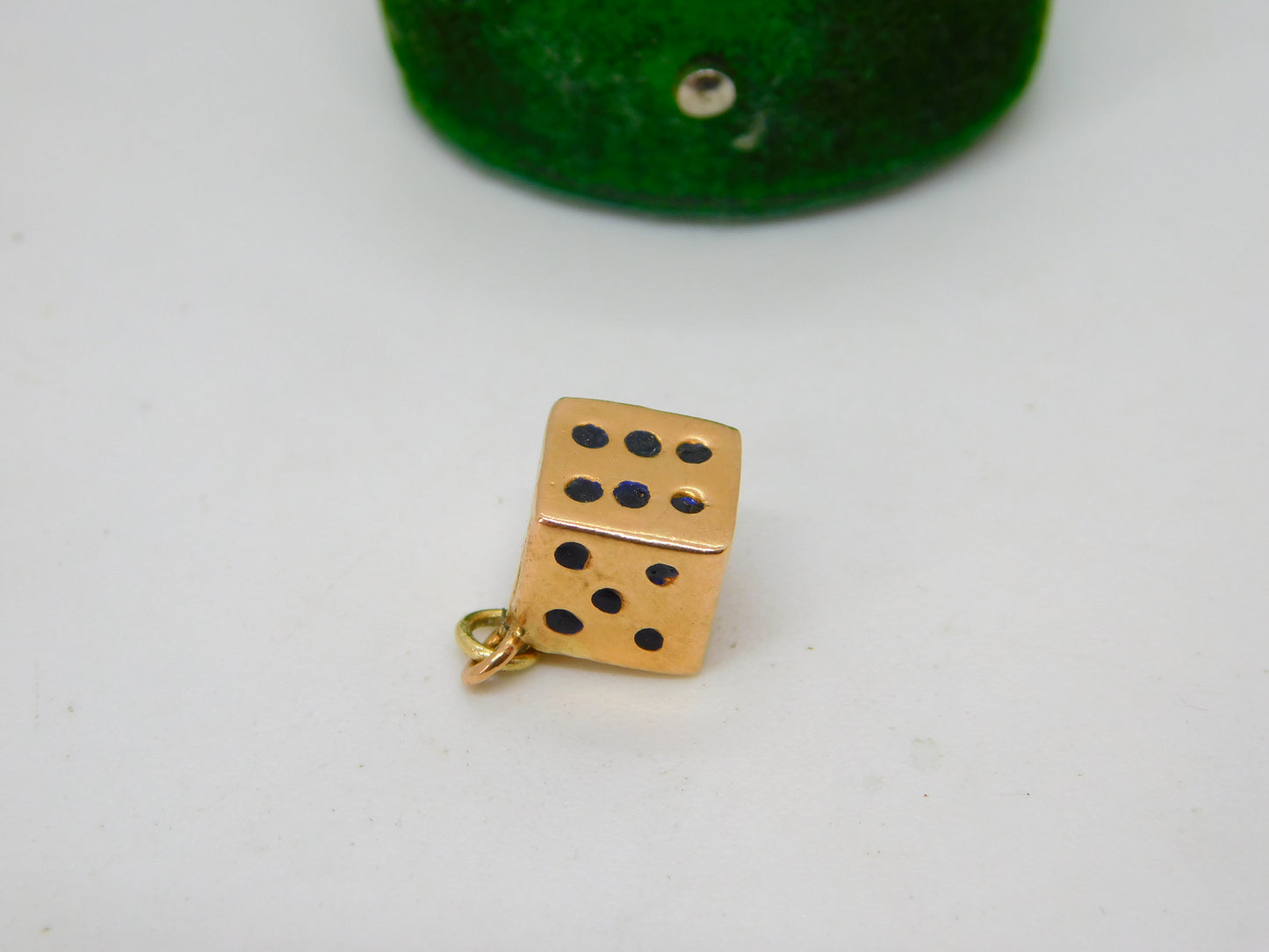 18ct Yellow Gold Lucky Dice Charm Pendant Vintage c1970