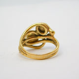 9ct Gold, Amber, Peridot & Moonstone Modernist Dress Ring Vintage 2006 Birmingham