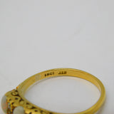 Victorian 18ct Gold, Three-Stone Opal & Diamond Boat Ring Antique c1880