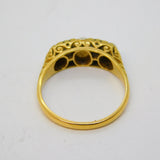 Victorian 18ct Gold, Three-Stone Opal & Diamond Boat Ring Antique c1880