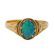Victorian 22ct Yellow Gold, Doublet Opal Dress Ring Antique 1853 Birmingham