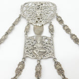 Victorian Art Nouveau Silver Plated Sewing Chatelaine with Tools c1880 Antique