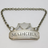 George III Sterling Silver Madeira Shield Decanter Label Antique 1795 Birmingham