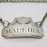 George III Sterling Silver Madeira Shield Decanter Label Antique 1795 Birmingham