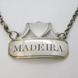 George III Sterling Silver Madeira Shield Decanter Label Antique 1795 Birmingham