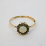 Victorian 9ct Rose Gold, White Opal & Spinel Set Floral Dress Ring Antique c1890