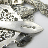 Victorian Art Nouveau Silver Plated Sewing Chatelaine with Tools c1880 Antique