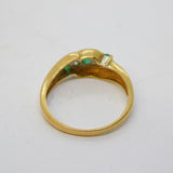 9ct Yellow Gold, Emerald & 0.1ct Diamond Crossover Ring Vintage c1980