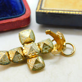 9ct Yellow Gold On Sterling Silver Masonic Cross Ball Pendant Charm Art Deco