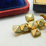 9ct Yellow Gold On Sterling Silver Masonic Cross Ball Pendant Charm Art Deco