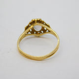 9ct Yellow Gold & Cabochon Moonstone Floral Dress Ring Vintage c1980