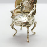 Victorian Dutch Sterling Silver Dolls House Chair Miniature c1900 Antique