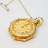 Victorian 14ct Gold Cased & Enamel Ladies Pocket Watch Antique c1890