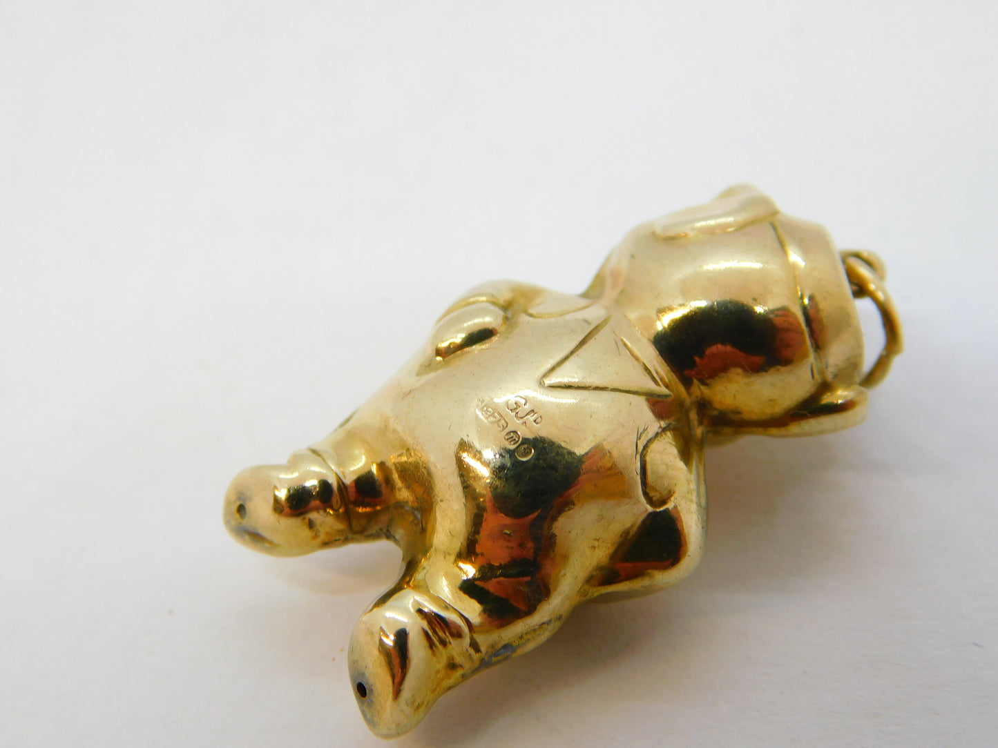 Georg Jensen 9ct Yellow Gold Cartoon Pig Charm Pendant Vintage 1967 London