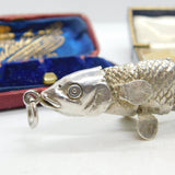 Large Articulated Handmade Moving Fish Pendant Sterling Silver Vintage 1974