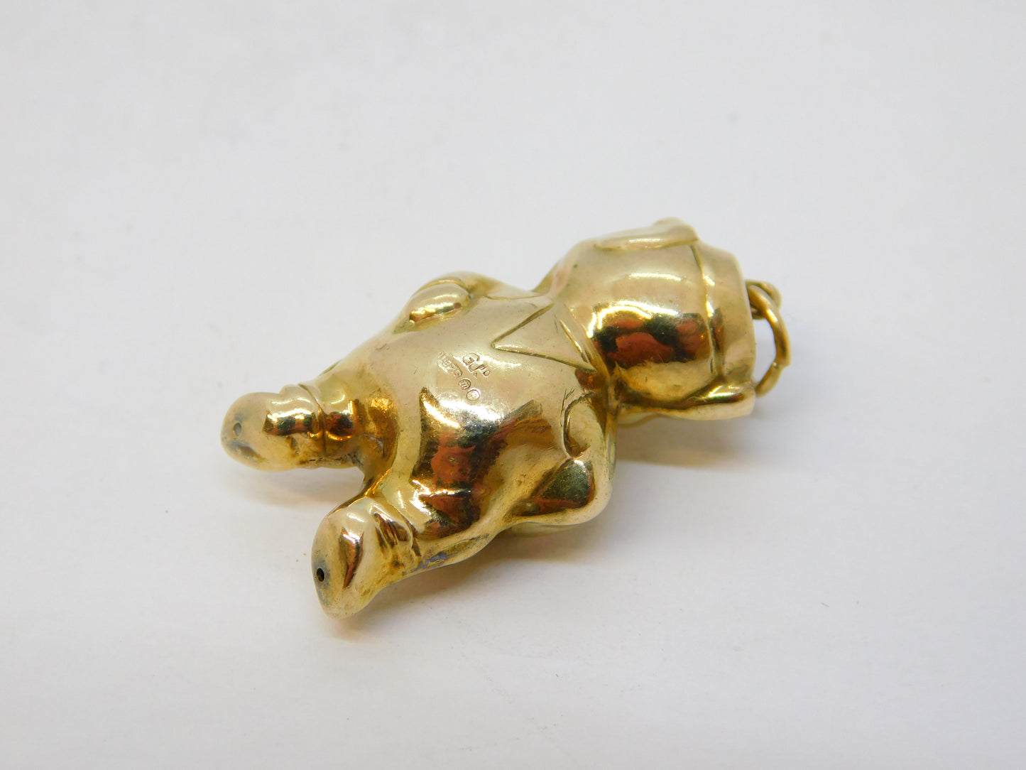 Georg Jensen 9ct Yellow Gold Cartoon Pig Charm Pendant Vintage 1967 London