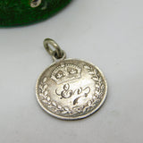 Victorian Sterling Silver Threepence Love Token Charm 'Erv' Antique c1890