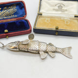 Large Articulated Handmade Moving Fish Pendant Sterling Silver Vintage 1974