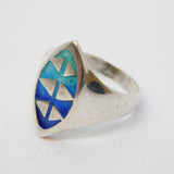 Sterling Silver Blue-Tone Enamel Studio Jewellery Dress Ring Vintage c1970