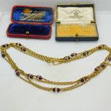 Garnet Rock Crystal 14ct Yellow Gold Long Guard Chain Necklace 160 cm Antique