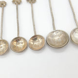 Set of Indian Sterling Silver Elephant Terminal Coin Teaspoons c1915 Antique