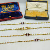 Garnet Rock Crystal 14ct Yellow Gold Long Guard Chain Necklace 160 cm Antique