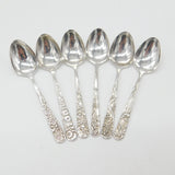 Set of Japanese Sterling Silver Floral Pattern Teaspoons c1920 Antique Art Deco