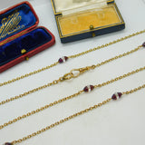 Garnet Rock Crystal 14ct Yellow Gold Long Guard Chain Necklace 160 cm Antique