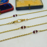 Garnet Rock Crystal 14ct Yellow Gold Long Guard Chain Necklace 160 cm Antique