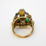 Austro-Hungarian 10ct Gold, Multi-Gem Set Statement Dress Ring Antique c1890