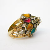 Austro-Hungarian 10ct Gold, Multi-Gem Set Statement Dress Ring Antique c1890