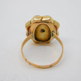 Victorian Yellow Gold, Whitby Jet & Pearl Set Mourning Ring Antique c1860