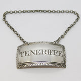 George III Sterling Silver Teneriffe Wine Decanter Label Antique 1784 London