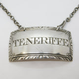 George III Sterling Silver Teneriffe Wine Decanter Label Antique 1784 London