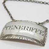George III Sterling Silver Teneriffe Wine Decanter Label Antique 1784 London