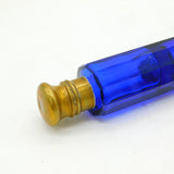 Victorian Bristol Blue Glass & Brass Double-Ended Scent Bottle Antique c1860