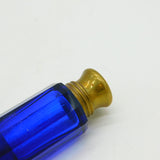 Victorian Bristol Blue Glass & Brass Double-Ended Scent Bottle Antique c1860