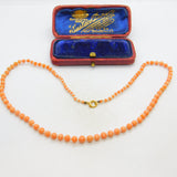 Victorian 9ct Yellow Gold, Beaded Coral & Seed Pearl Graduating Necklace c1890