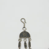 Russian White Metal & Niello Enamel Sewing Chatelaine with Clips Antique c1860