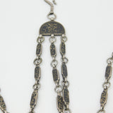 Russian White Metal & Niello Enamel Sewing Chatelaine with Clips Antique c1860