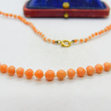 Victorian 9ct Yellow Gold, Beaded Coral & Seed Pearl Graduating Necklace c1890