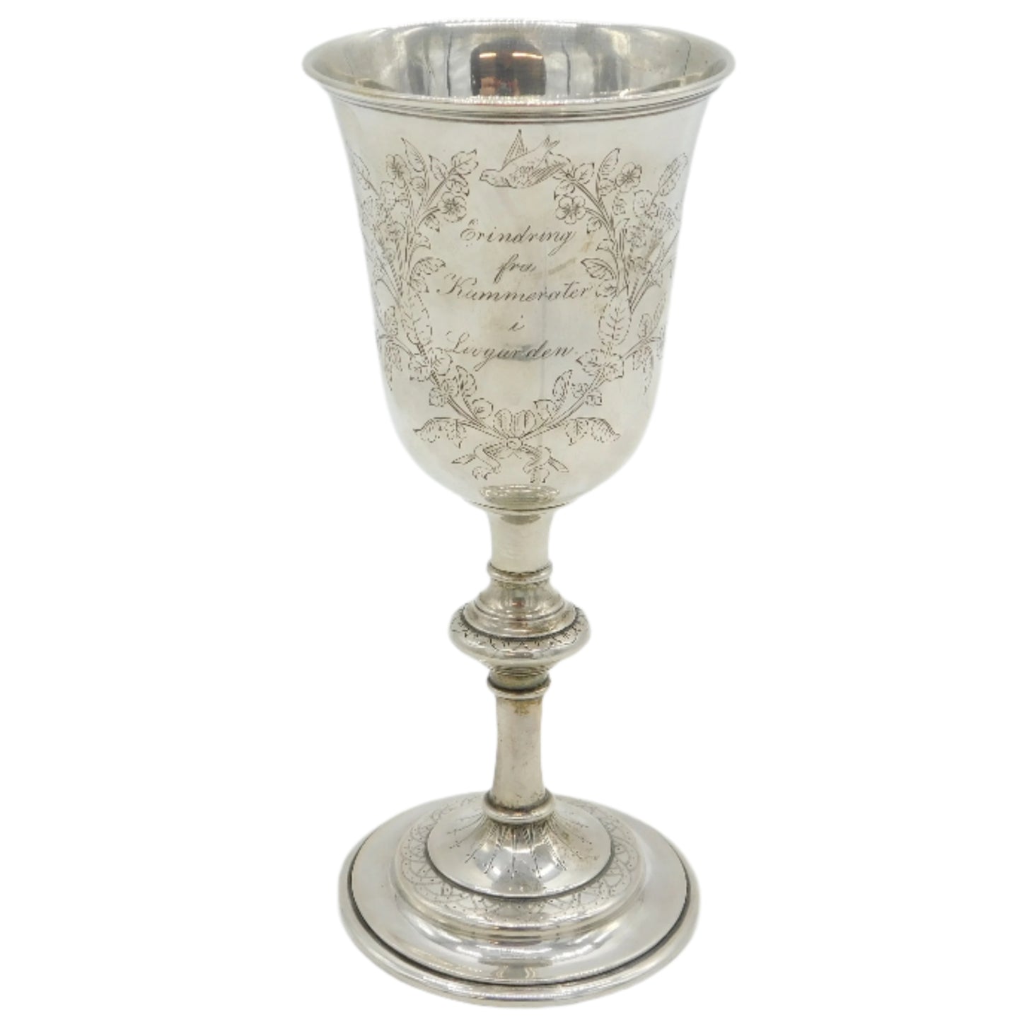 Silver goblet on a white background