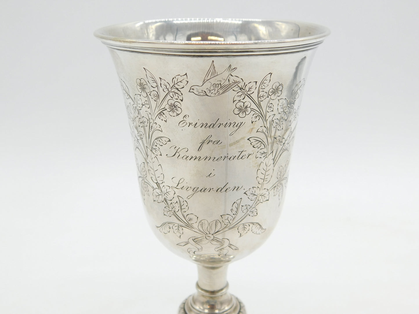 19th Century Peter Hertz Danish Sterling Silver Wine Goblet Antique c1890
