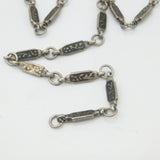 Russian White Metal & Niello Enamel Sewing Chatelaine with Clips Antique c1860