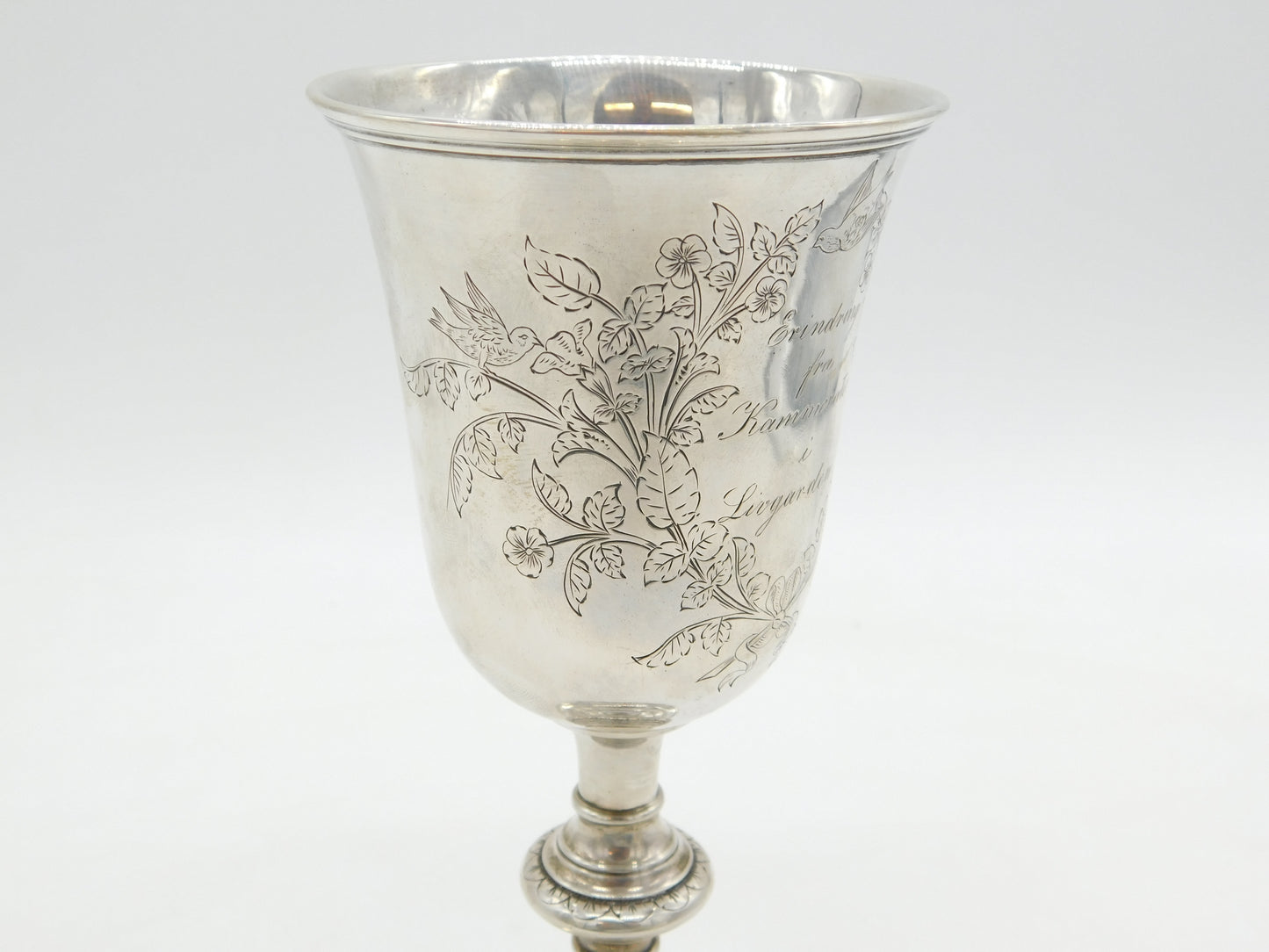 19th Century Peter Hertz Danish Sterling Silver Wine Goblet Antique c1890