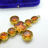 Victorian 15ct Yellow Gold Faceted Citrine Large Cross Pendant Antique c1840