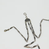 Russian White Metal & Niello Enamel Sewing Chatelaine with Clips Antique c1860