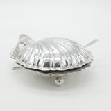 Sterling Silver Clam Shell Form Butter Dish & Knife 1926 Birmingham Antique
