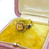 Victorian 18ct Gold, Black Enamel 'In Memory Of' Mourning Ring c1860 London